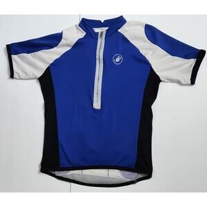 CASTELLI Cycling Jersey  Mens Large Blue Half Zip Short Sleeve Back Pockets